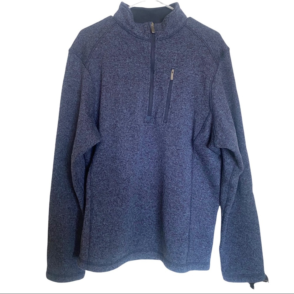 Woolrich Men's 1/4 Zip Pullover Long Sleeve Heathered Blue Fleece Sweater